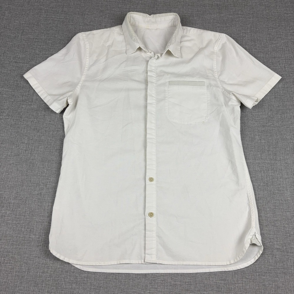 Lululemon Commission Shirt Mens S White Short Sleeve Button Down Stretch Woven